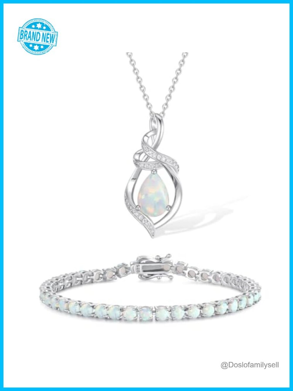 Opal Necklace Bracelet October Birthstone Jewelry for Women 925 Sterling Silver